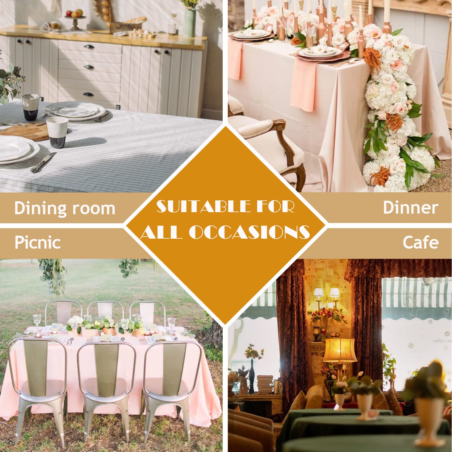 BALCONY & FALCON Tovaglia Impermeabile Antimacchia Rettangolare in Fili Sottili Adatta per Interni Esterni Giardino Ristorante e Decorazione