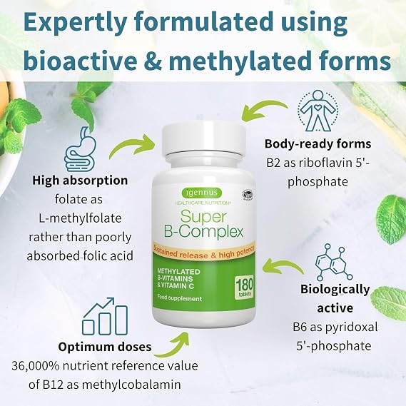 Super B-Complex + Zinc Complex Vegan Bundle، Methylated Sustained Release B Complex + 25mg Chelated Zinc Picolinate & Bisglycinate with Copper، by Igennus