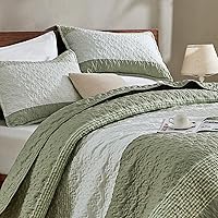 Vista 83 de Andency - Juego de ropa de cama Queen, edredón de patchwork azul mineral, 3 piezas, colcha de verano a rayas ultra suave y ligera, juego