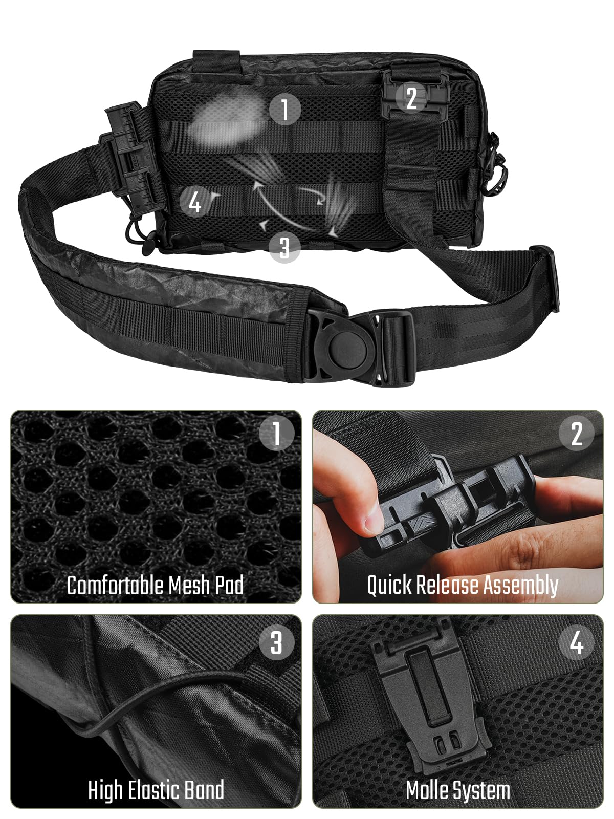 TACTICAL_GEEK Cache L3 Crossbody Shoulder Bag, Multipurpose Sling Bag Waist Bag with Adjustable Shoulder Strap - Image 4