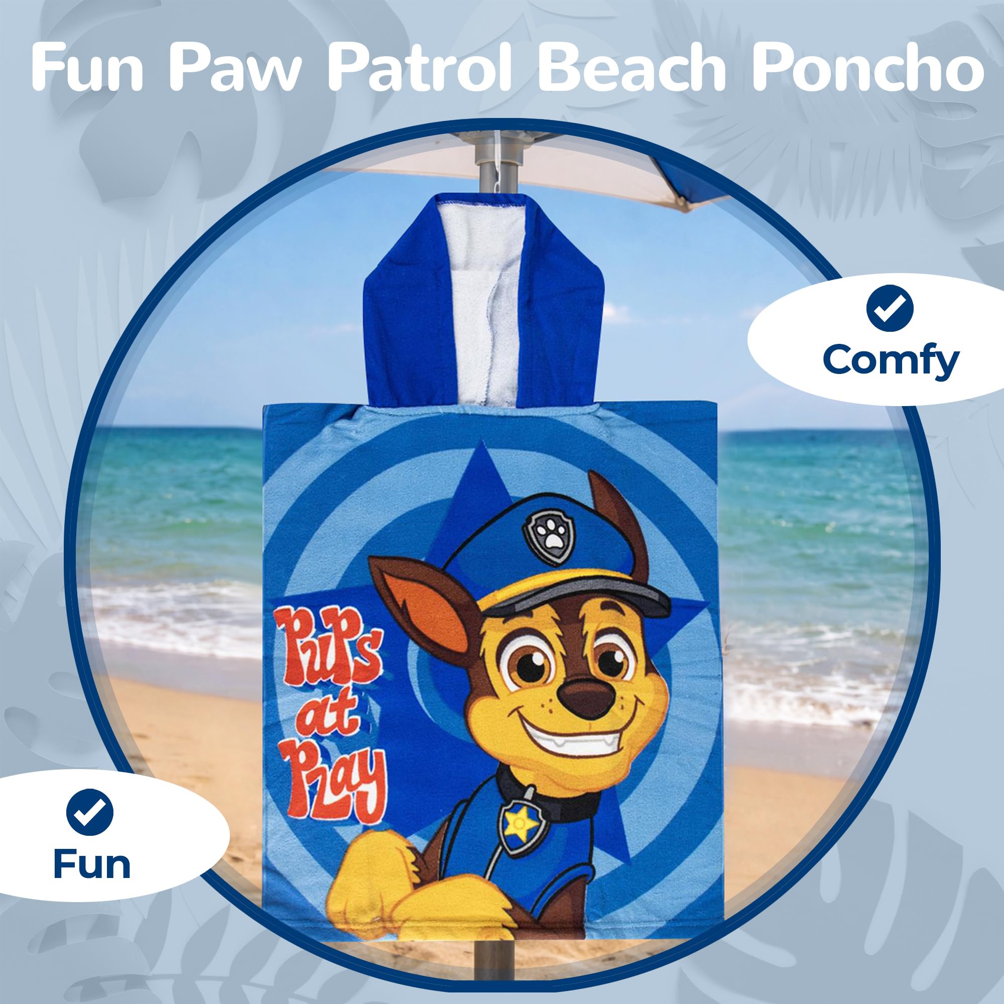Poncho da bagno per bambini Paw Patrol – Asciugamano con cappuccio 50 x 115 cm – Poncho da spiaggia e piscina ragazzo – Accappatoio leggero ad asciugatura rapida – idea regalo per