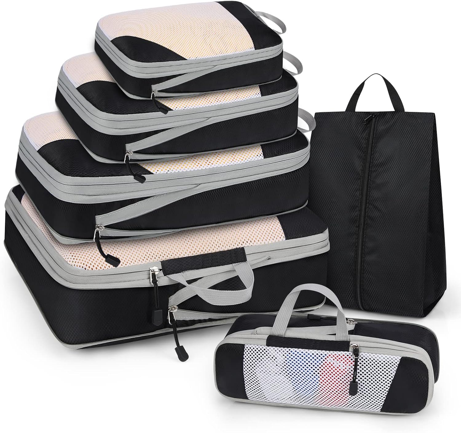 Lubardy 6 Set Packing Cubes Travel Organizers for Clothes Packing Cubes