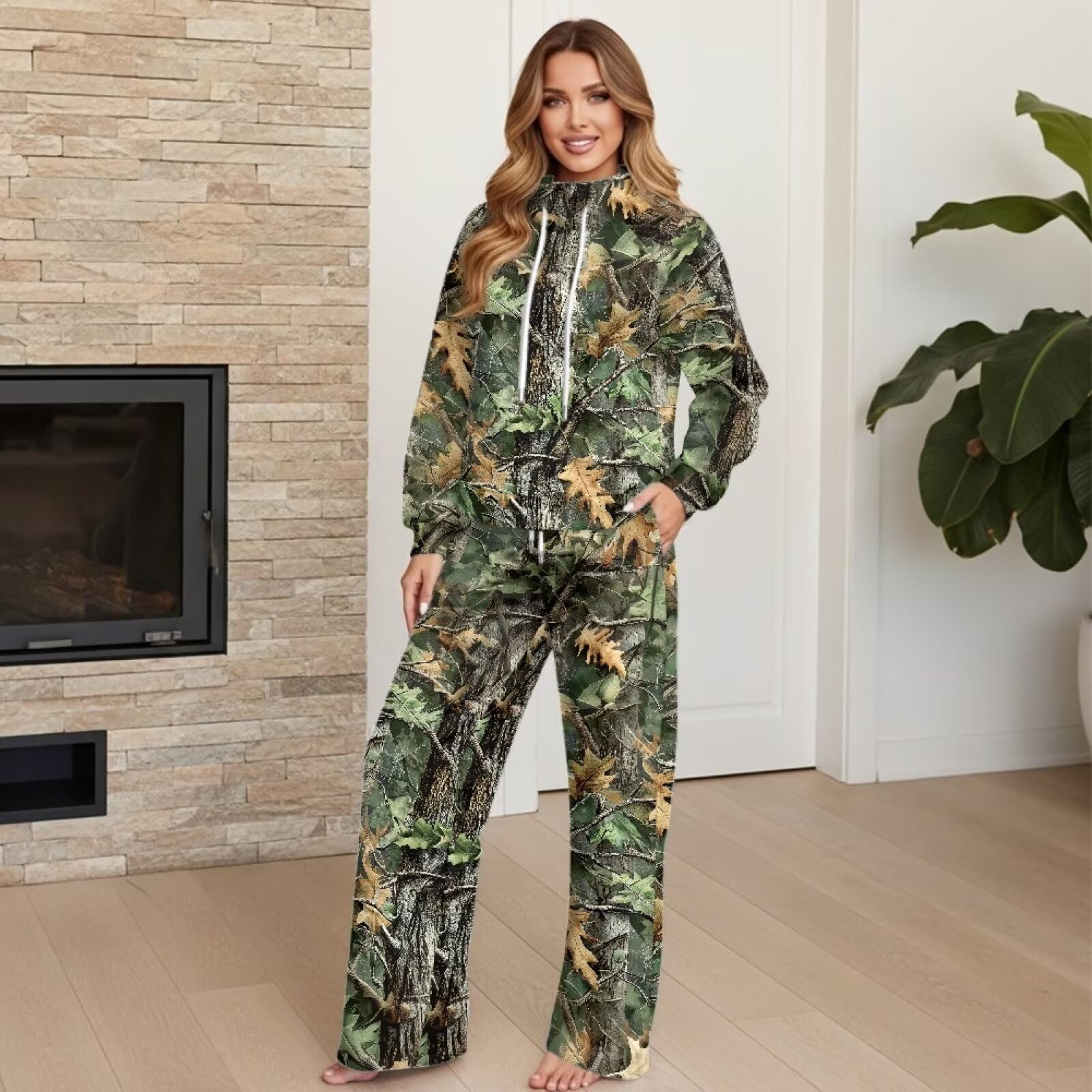 SEANATIVE Conjunto deportivo de 2 piezas para mujer, casual, cuello alto, sudadera y pantalones de pierna ancha, conjunto de chándal de gran tamaño a juego