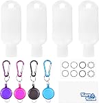 Kare & Kind Clear Portable Travel Bottles - 4x Empty Containers, 4x Carabiner/Retractable Lanyard, 1x Sticker Label Sheets - up to 50 ML -For Hand Sanitizers, Rubbing Alcohol, Liquids, Toiletries