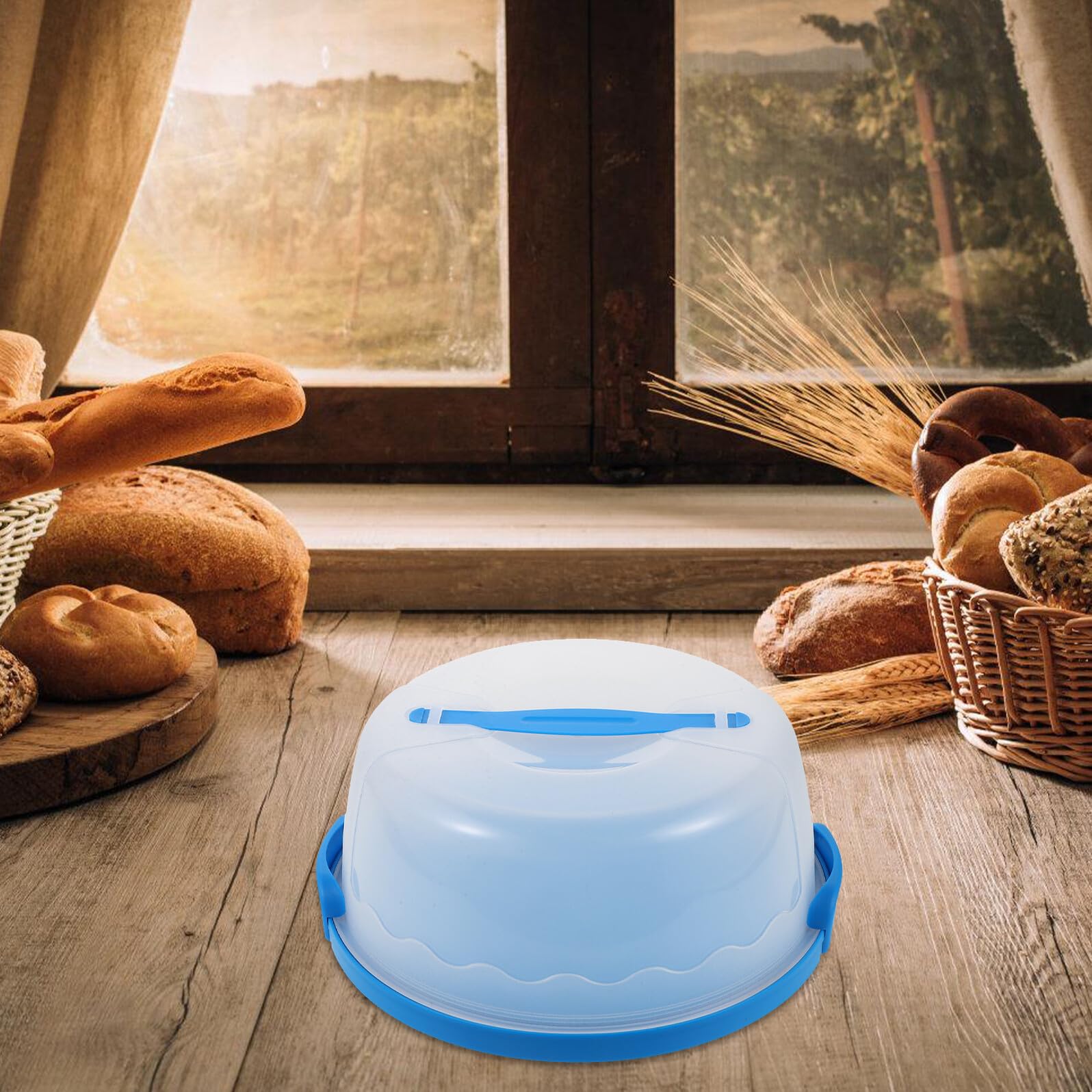 DOITOOL Portatorte Rotondo 6-8 Pollici in Plastica Blu Riutilizzabile