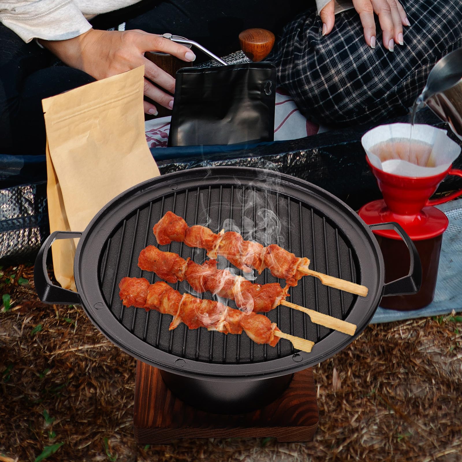 Przenośny mini grill dla 23 osób, bezdymny piec do gotowania ze stali nierdzewnej, rozmiar C, na kemping i do użytku wewnątrz, akcesoria do grillowania