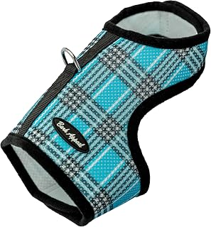 Bark Appeal Blue Plaid Wrap N Go Dog Harness for Small-Medium Pets – Soft Solid Mesh Vest Harness for Dogs, Puppies, Kittens & Cats – Easy Buckle-Free Design for a Comfortable Fit – Small