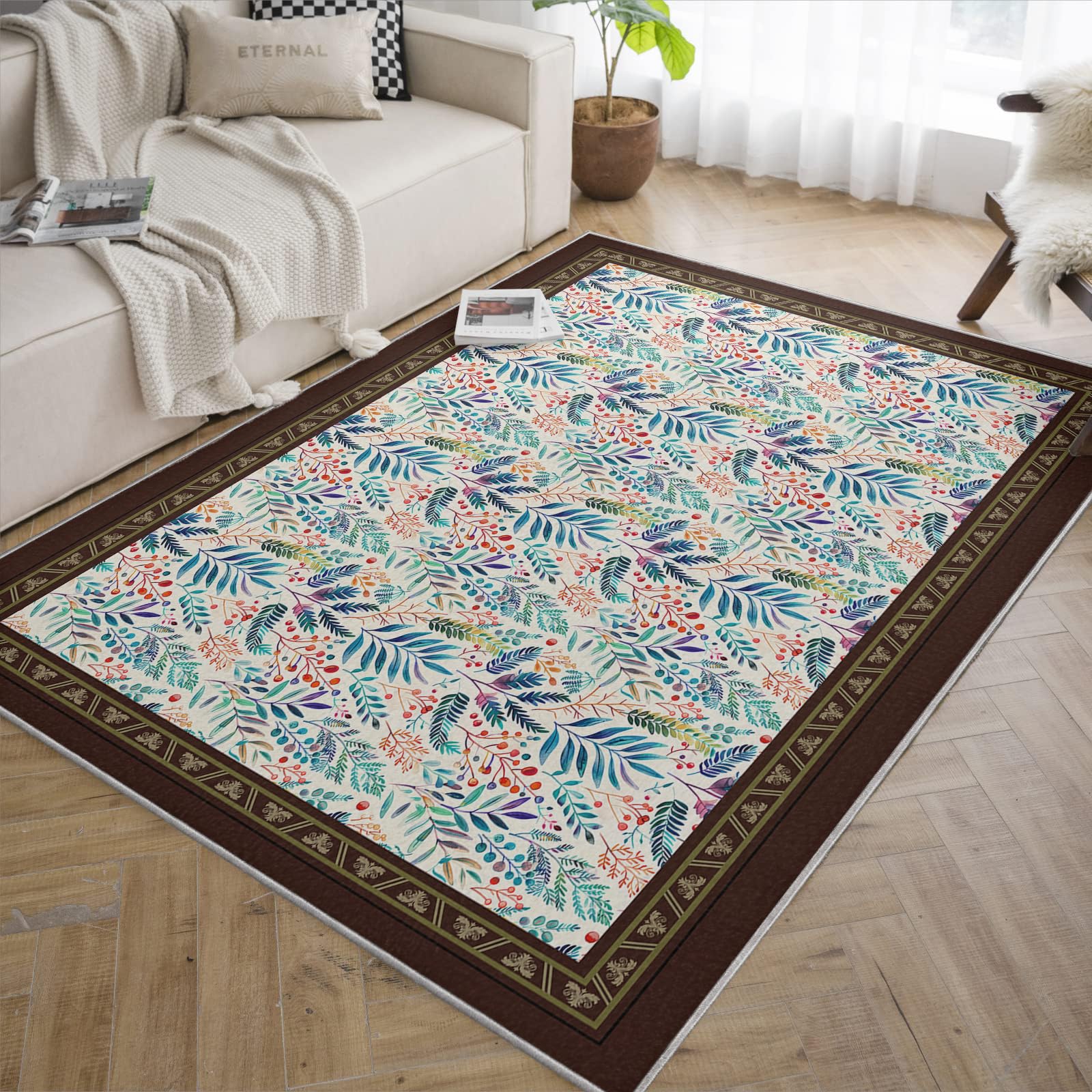 Tapis de salon 90x150cm pour une chambre cottagecore et chaleureuse
