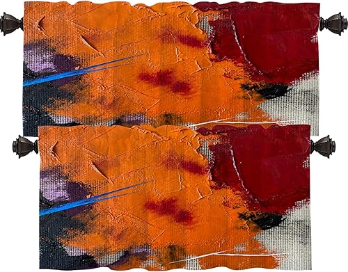 Shrahala Cenefas de cocina de color verde abstracto, pinceladas de acuarela modernas, cortinas de media ventana, tratamiento de ventana de poliéster