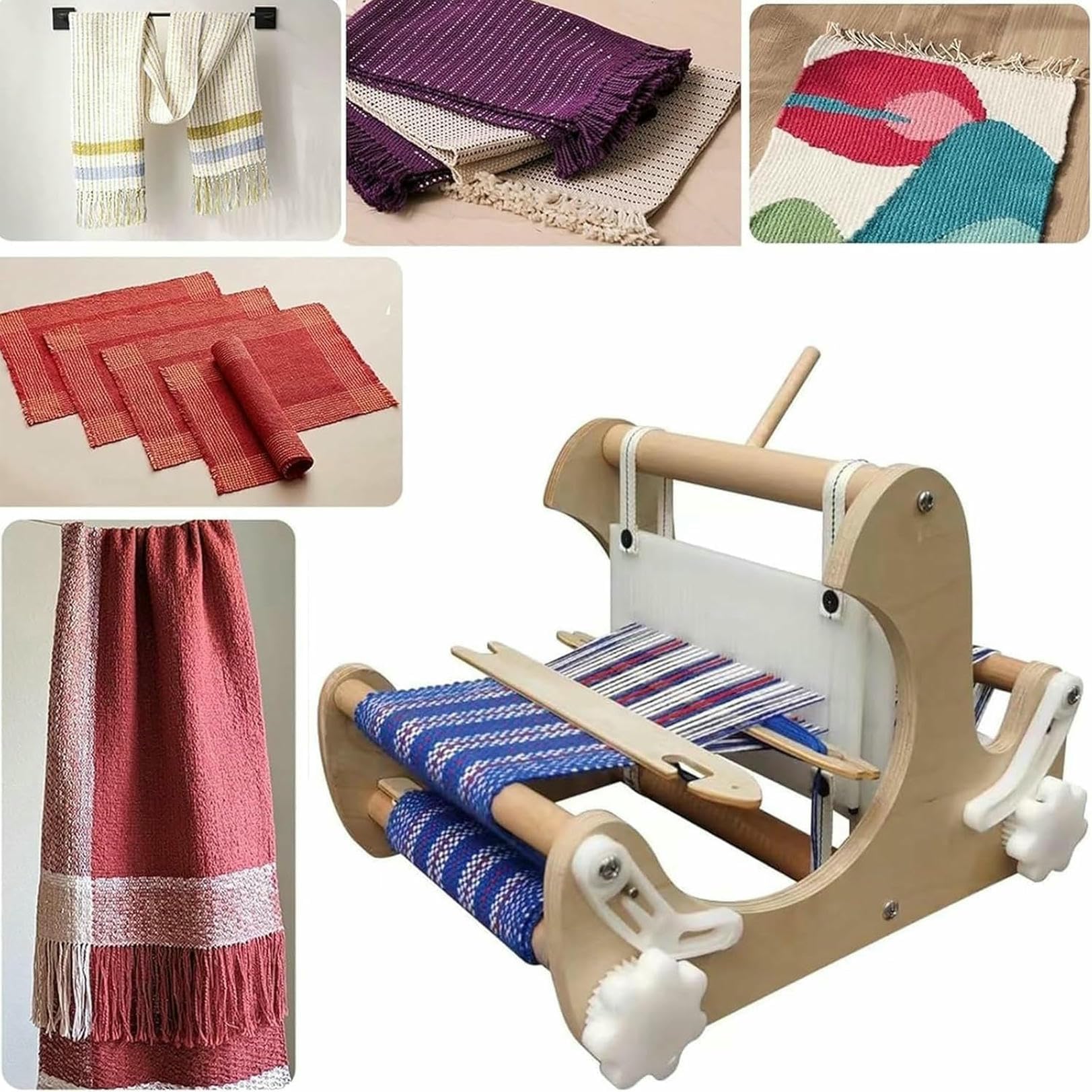 Telaio per Tessitura a Mano Fai da Te, Kit per Telaio da Tavolo in Legno con navette e licci rigidi, Larghezza di Tessitura 20 cm, Kit per Principianti, artisti Artigiani