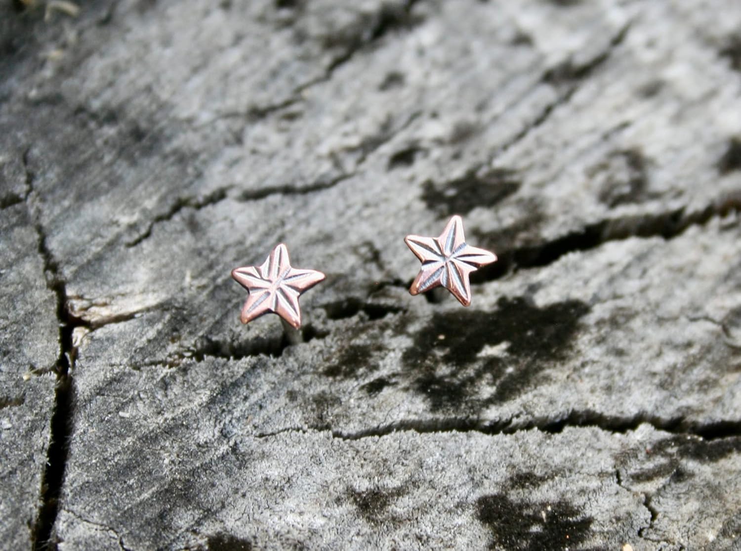 Rustic Western Copper Star Earrings, Stud Earrings, 5mm Stars, Boho Jewelry