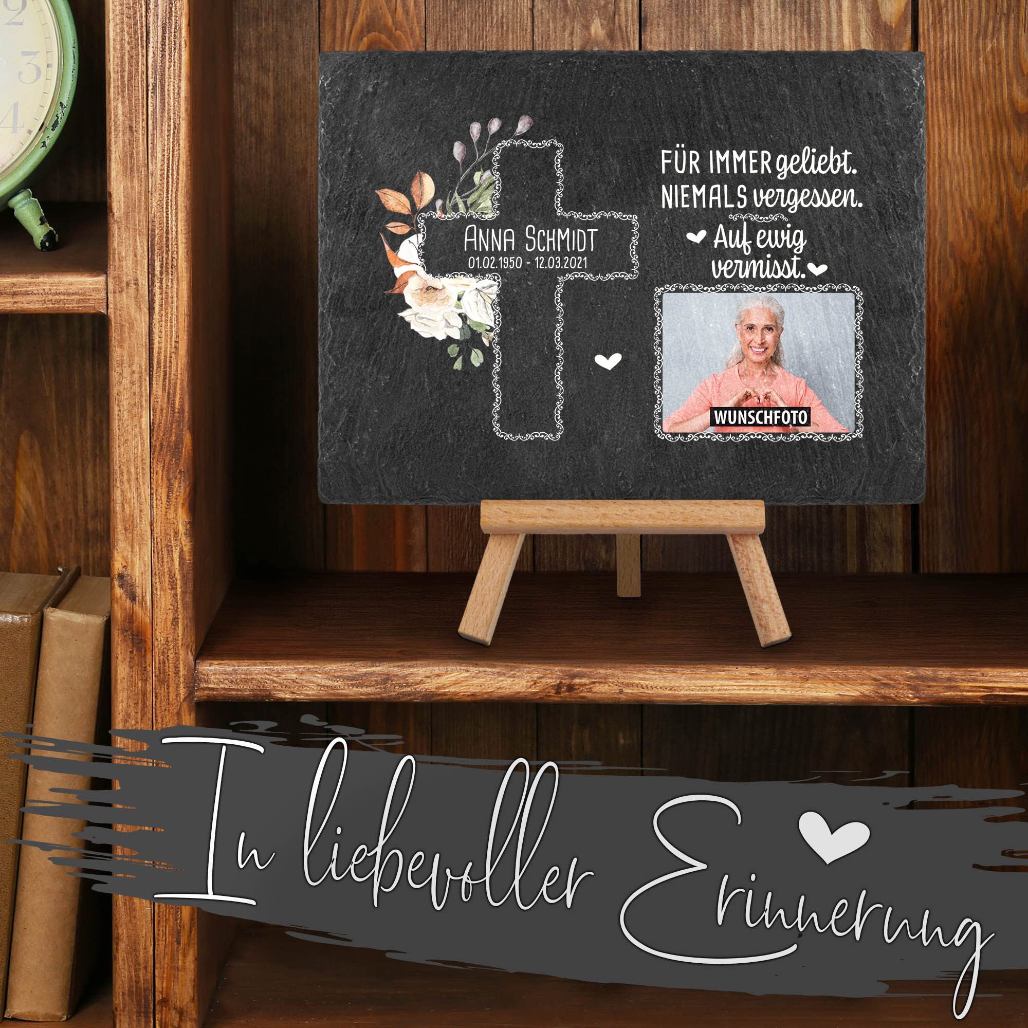Personalisierte Schiefertafel Mit Foto – Verschiedene Formen, Wasserfester Fotodruck, Mit Ständer