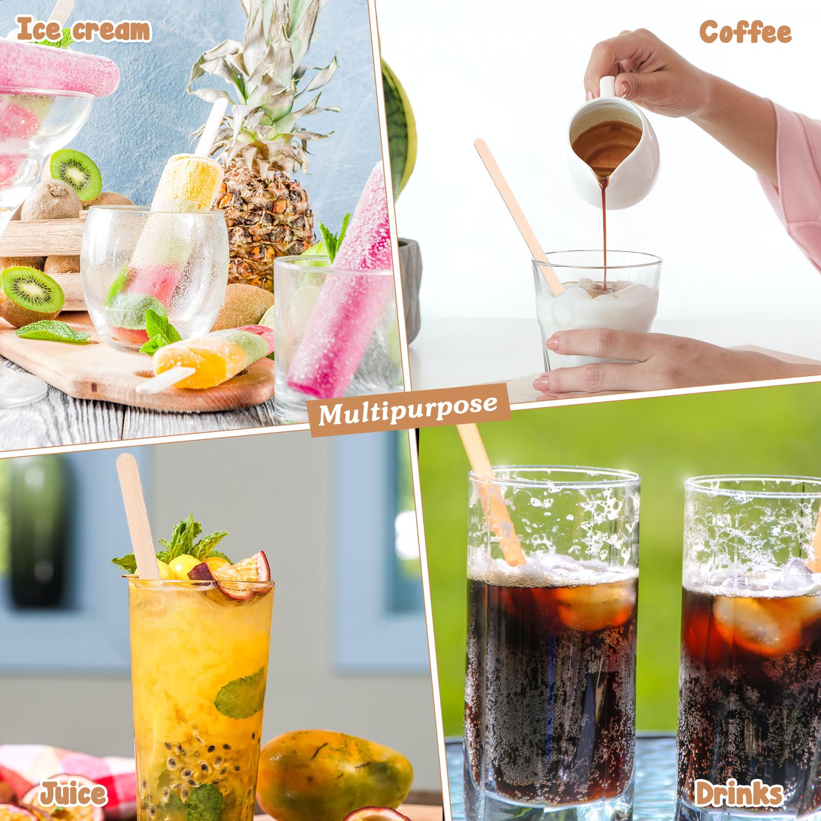 Meanplan 5000 Stück Kaffee-Rührstäbchen aus Holz, Einweg-Rührstäbchen aus Birkenholz, lange Cocktail-Rührstäbchen mit runden Enden für heiße Schokolade, Tee, Getränke (19,1 cm)