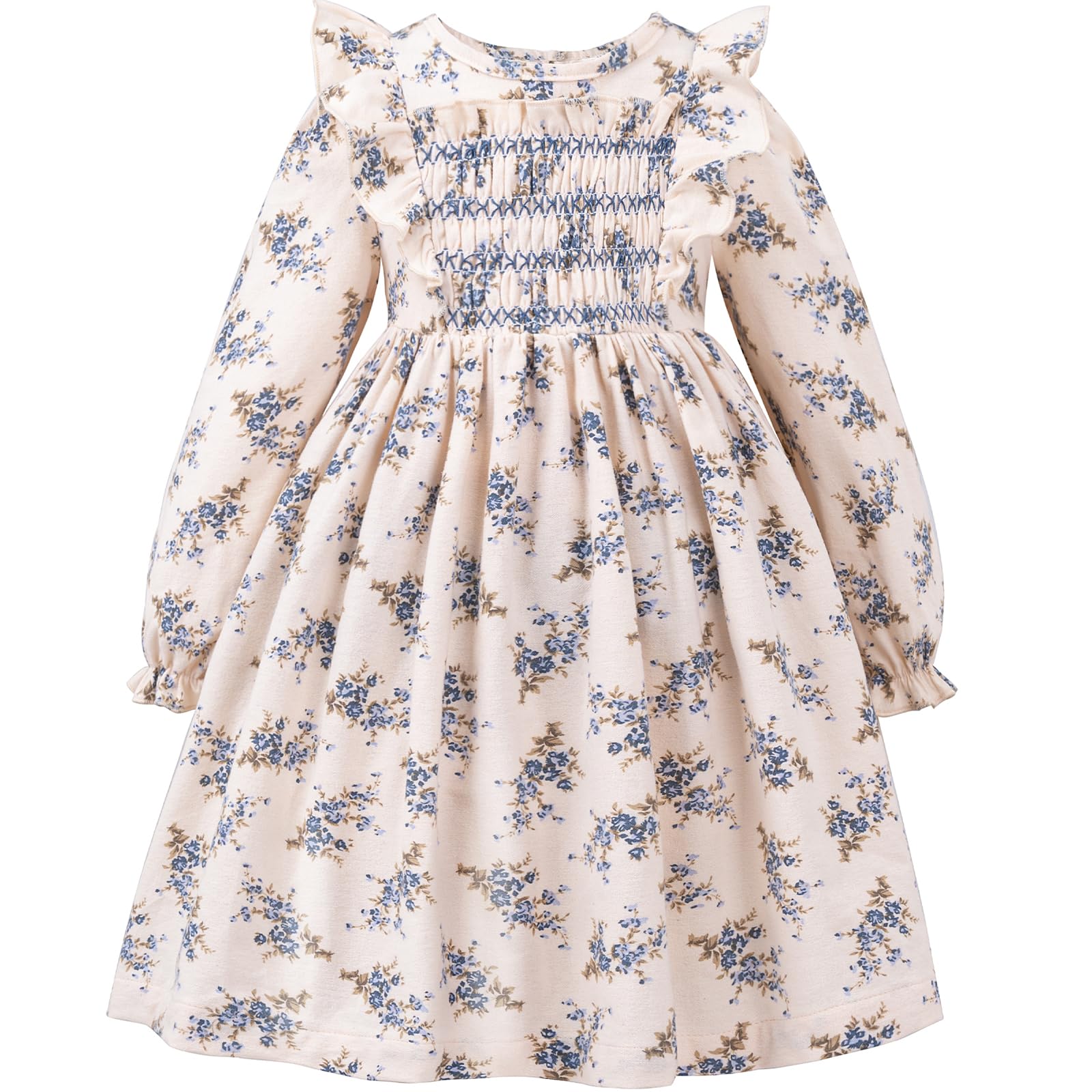 Baby Girl Fall Outfits Long Sleeve Toddler Girl Fall Dress Cotton Clothes Thanksgiving Chirstmas Girls Floral Vintage Dress