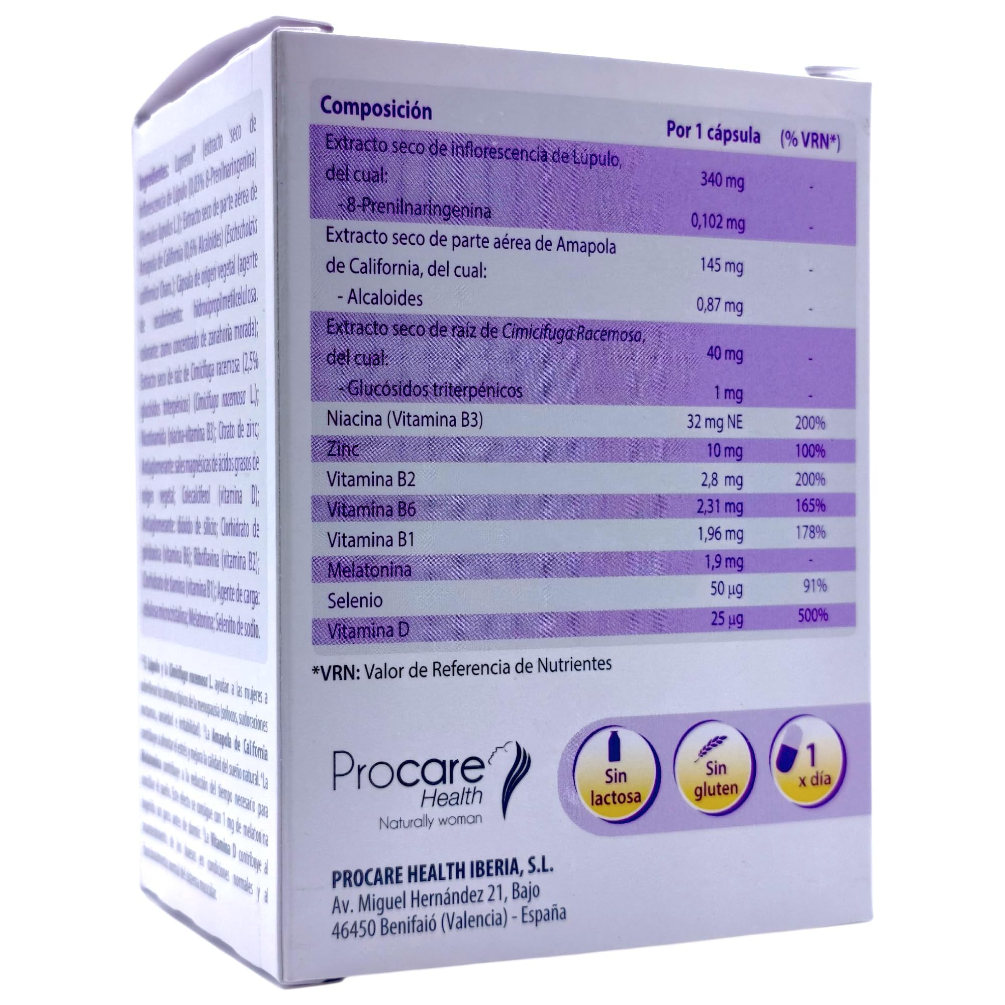 ProCare Health Menocare 90 Cápsulas - Suplemento Menopausia 3 Meses - Isoflavonas de Soja, Salvia y Cimicifuga - Alivio de Sofocos, Sudoración y Equilibrio Hormonal Femenino - Vitaminas B6, D3 y K2