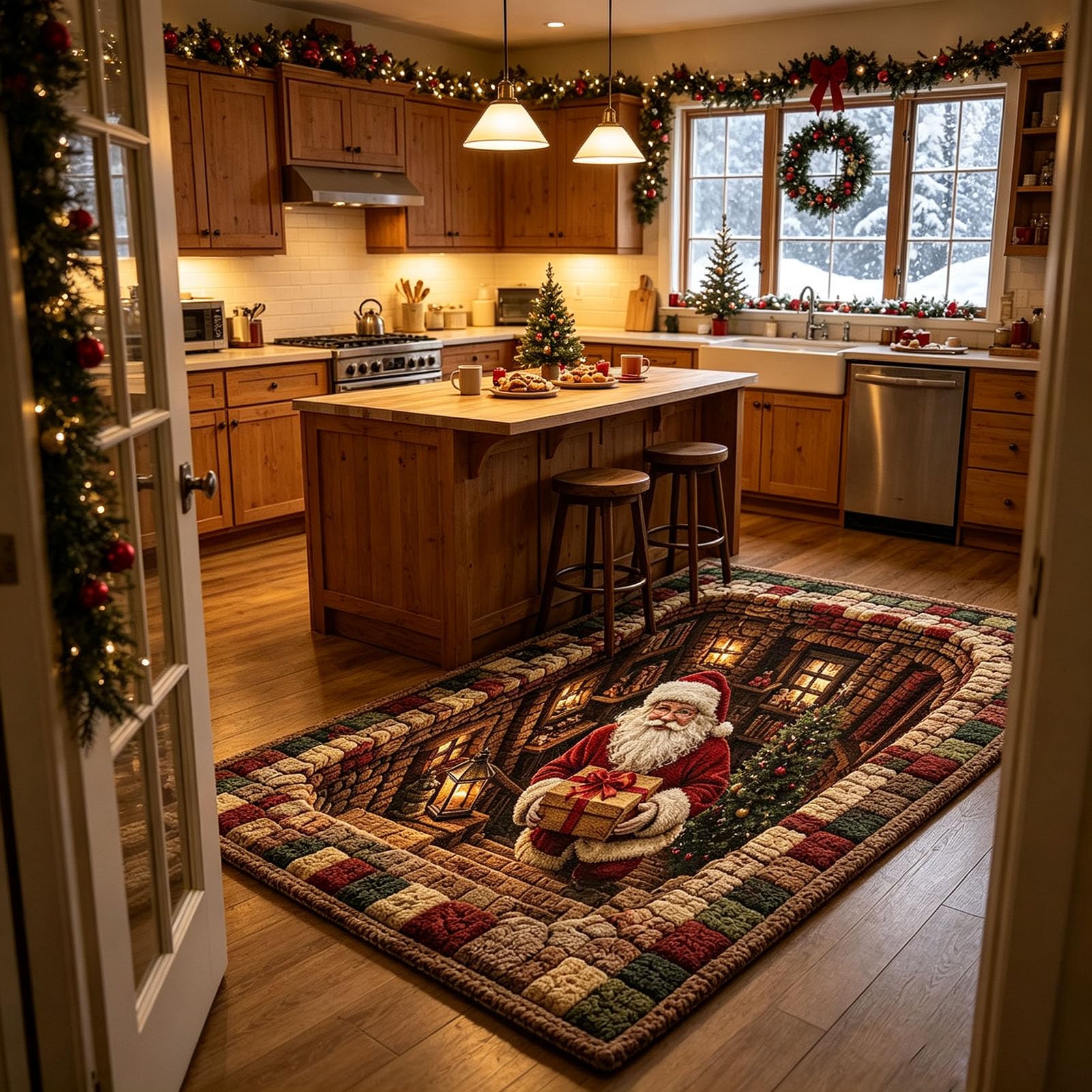3D Optische Täuschung Weihnachtsteppich waschbarer,2,160x230cm