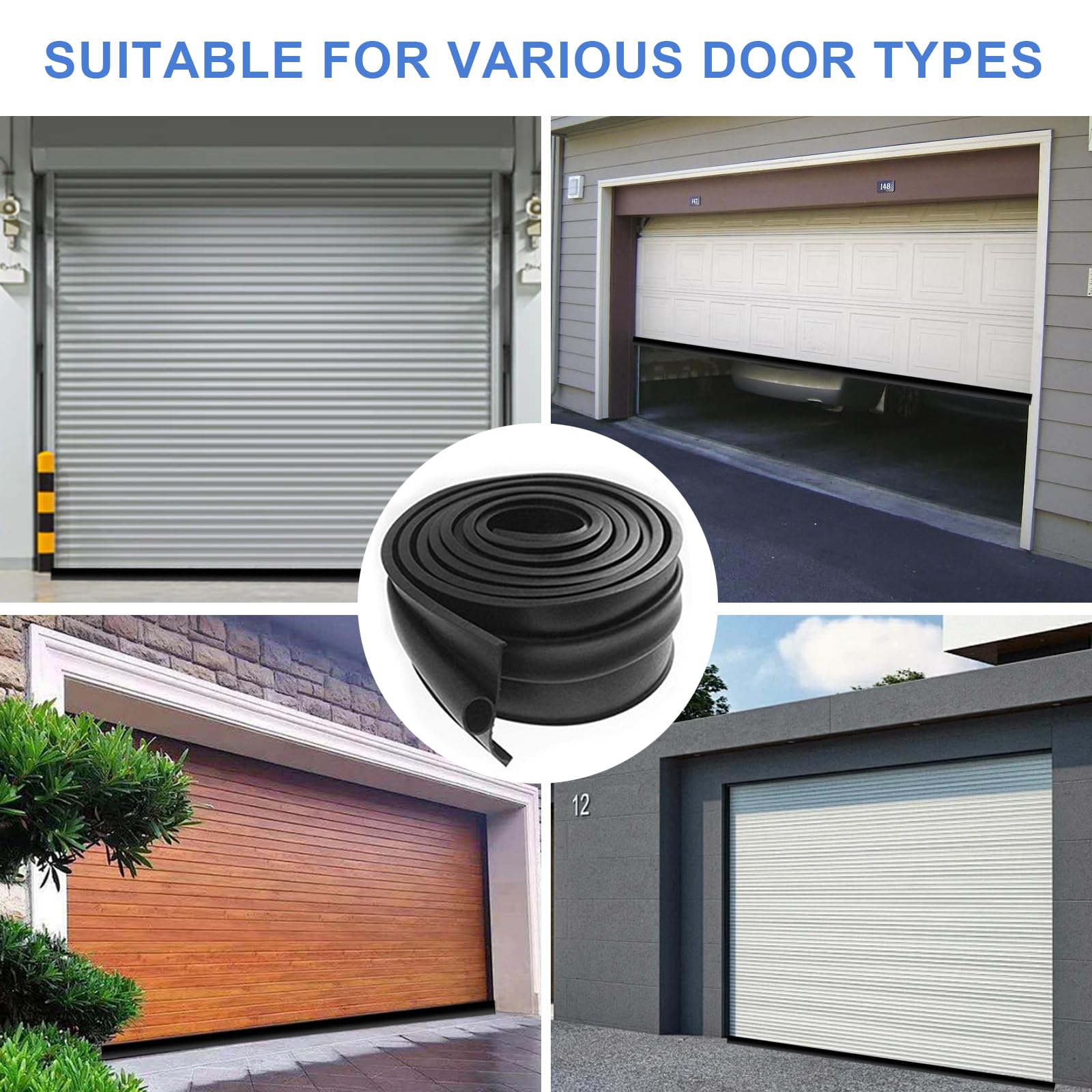 Garage Door Bottom Seal Strip,10Ft Heavy Duty Garage Door Threshold Seal U Shape+O Ring Combination Weatherproof Rubber Garage Door Seal Excluder for Keeping Garage Clean and Dry (10ft (3m)) - Image 4