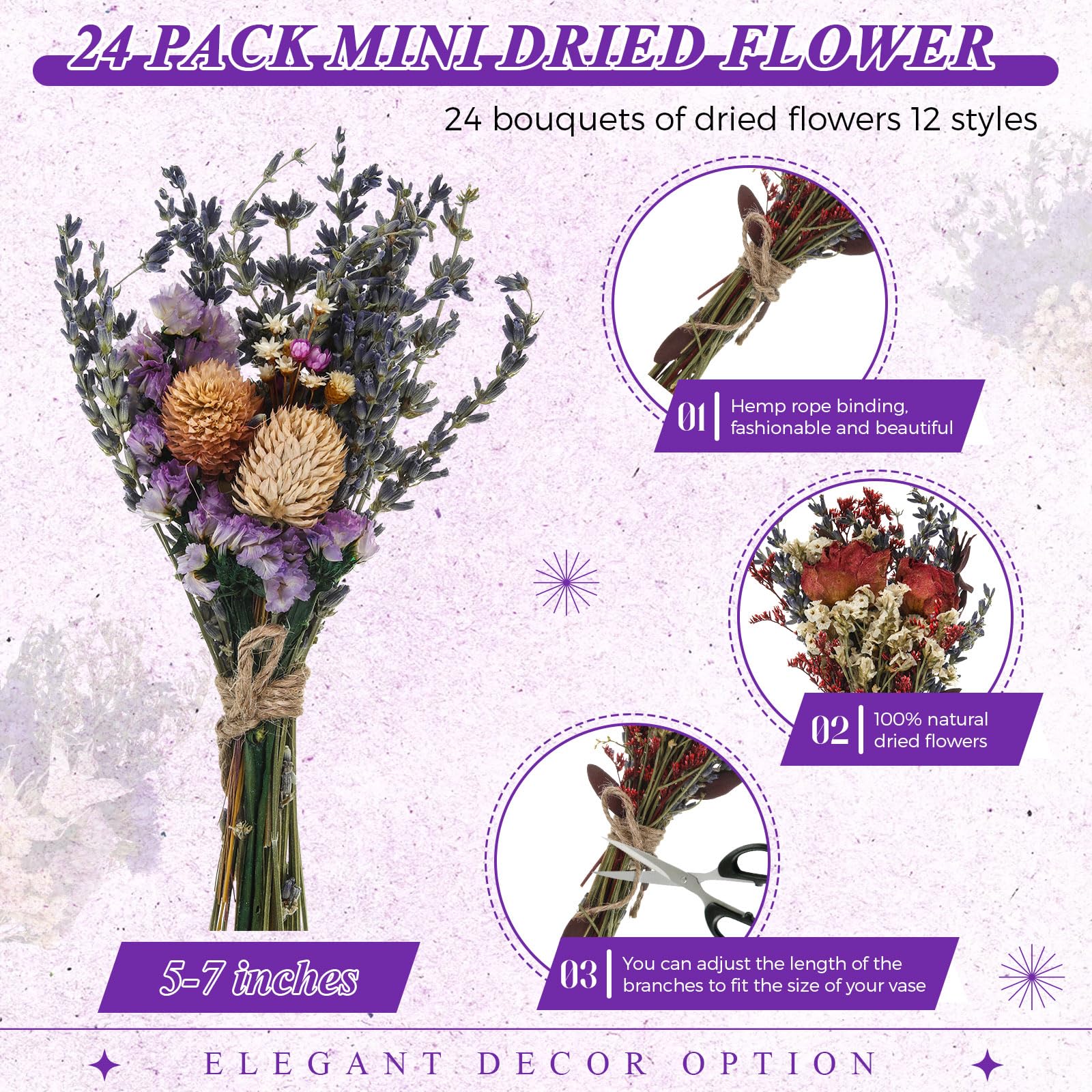 Layhit Boho-Trockenblumenstrauß, Mini-Hochzeit, handgefertigt, Trockenblumen, Dekoration für Vasen, Basteln, Foto-Boutonniere für Männer, Blumenpflanze für Brautjungfer, Geschenk,
