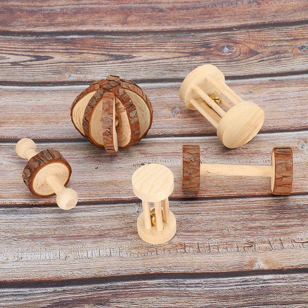 YOUTHINK 5 Unids/Set Pequeño Juguete para Mascotas, Juguete De Seguridad De Madera Juguete Dientes Molares Juguete para Conejo De Guinea Hamster Rata Rata
