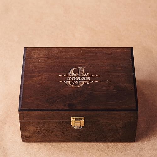 Miniatura 6 de Personalized Whiskey Glasses Set with Wooden Box - Engraved Whiskey Decanter Set for Men, Whiskey Glasses and Stones For Christmas Gift, Six Designs