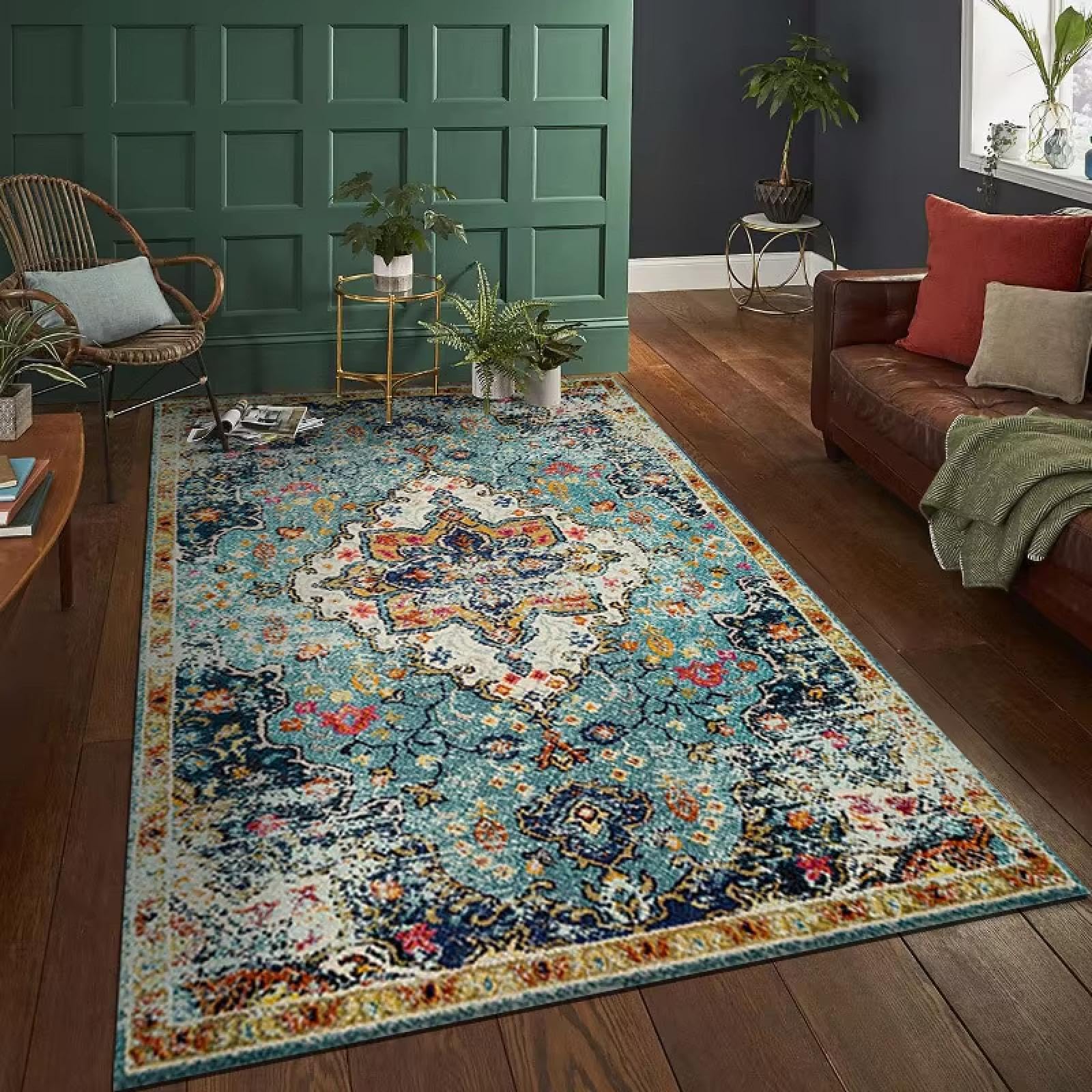 Tapis de salon bohème antidérapant et lavable 50x80cm pour décoration de chambre