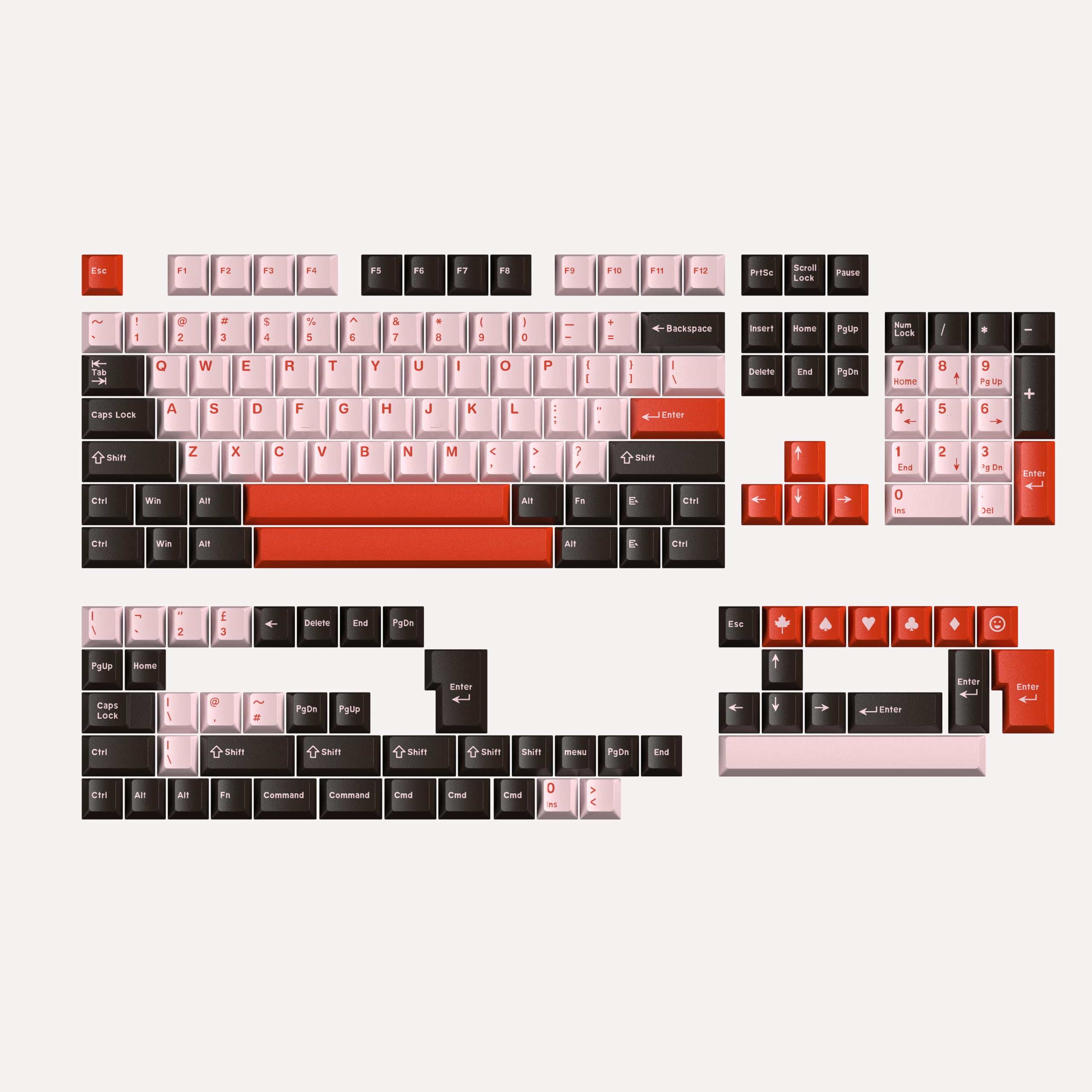 Pink Dye-sub Keycaps, 163 Keys Cherry Profile, Double Shot Keycaps Set, Custom Key caps for MX Switches Mechanical Keyboard(Flamingo)