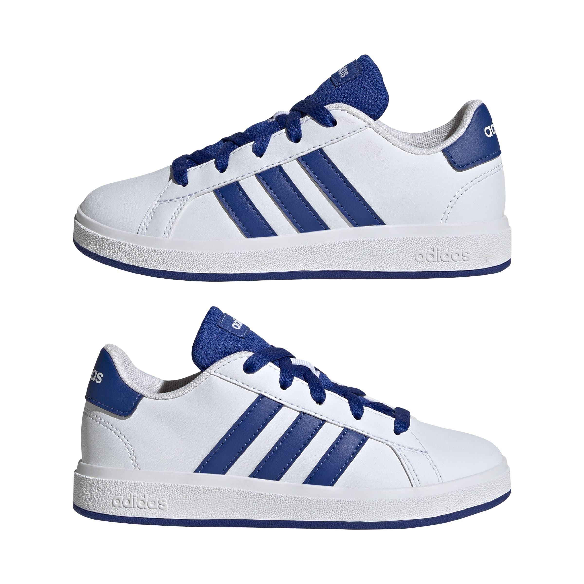 adidas Unisex - Bambini e Ragazzi Grand Court Lifestyle Tennis Lace-up Shoes, Ftwr White Team Royal Blue Core Nero 01, 32 EU