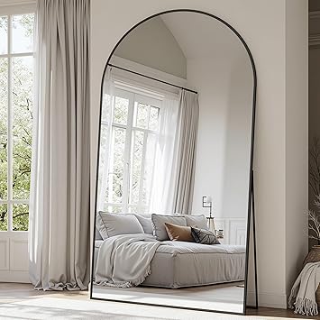 Suidia Arched Full Length Mirror, 81"x41" Floor Mirror Freestanding, Floor Standing Full Body Mirror with Stand for Bedroom, Hanging Mounted for Living Room Cloakroom, Black