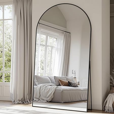 Suidia Arched Full Length Mirror, 81"x41" Floor Mirror Freestanding, Floor Standing Full Body Mirror with Stand for Bedroom, Hanging Mounted for Living Room Cloakroom, Black