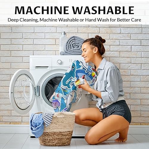 Miniatura 17 de Manta de tiburón personalizada con nombre, 30 x 40 pulgadas, lindas mantas de tiburón para niños y niñas, manta de felpa suave y mullida azul claro