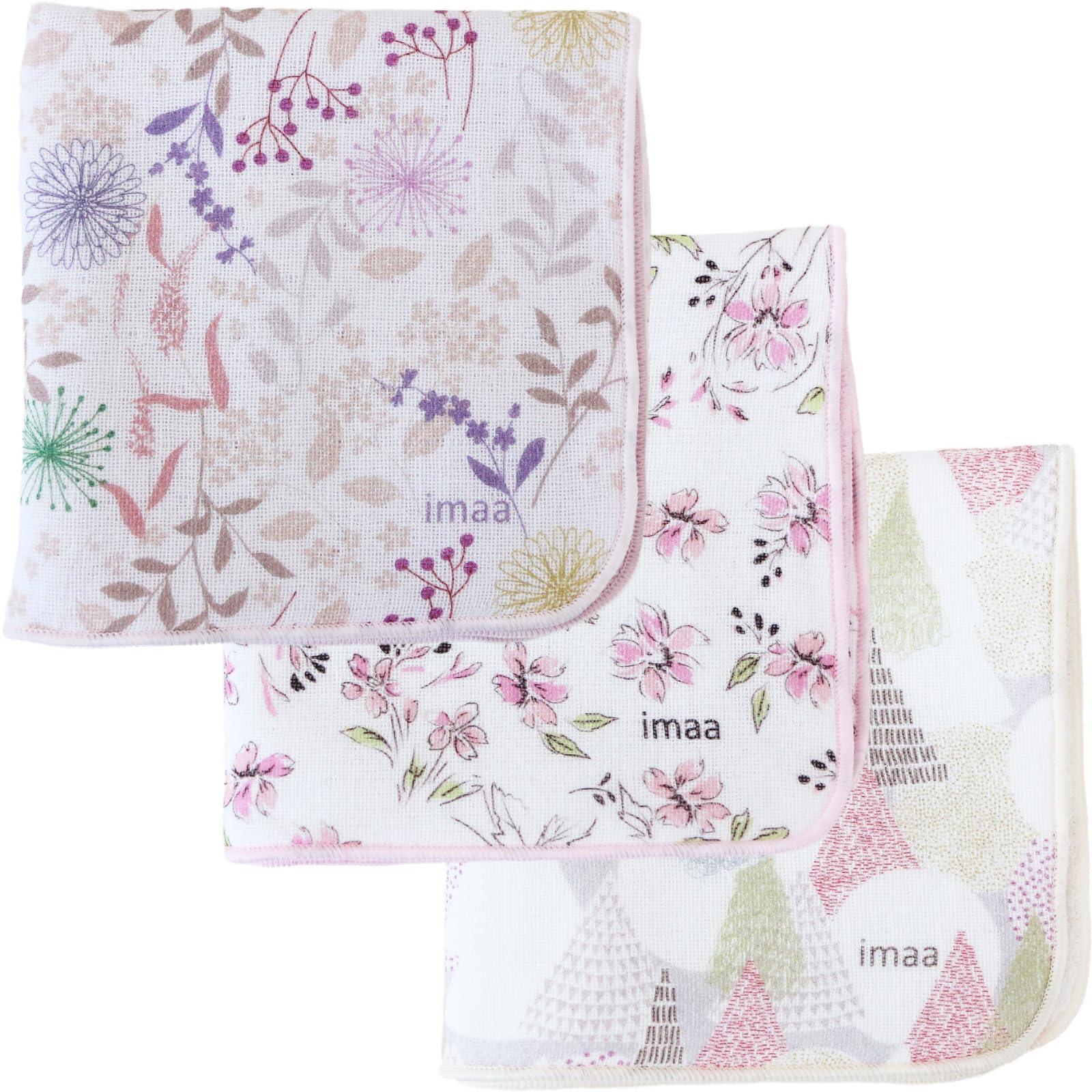 Imabari Towel Handkerchief Set of 3 Gauze Pile Cotton 10x10in Made in Japan