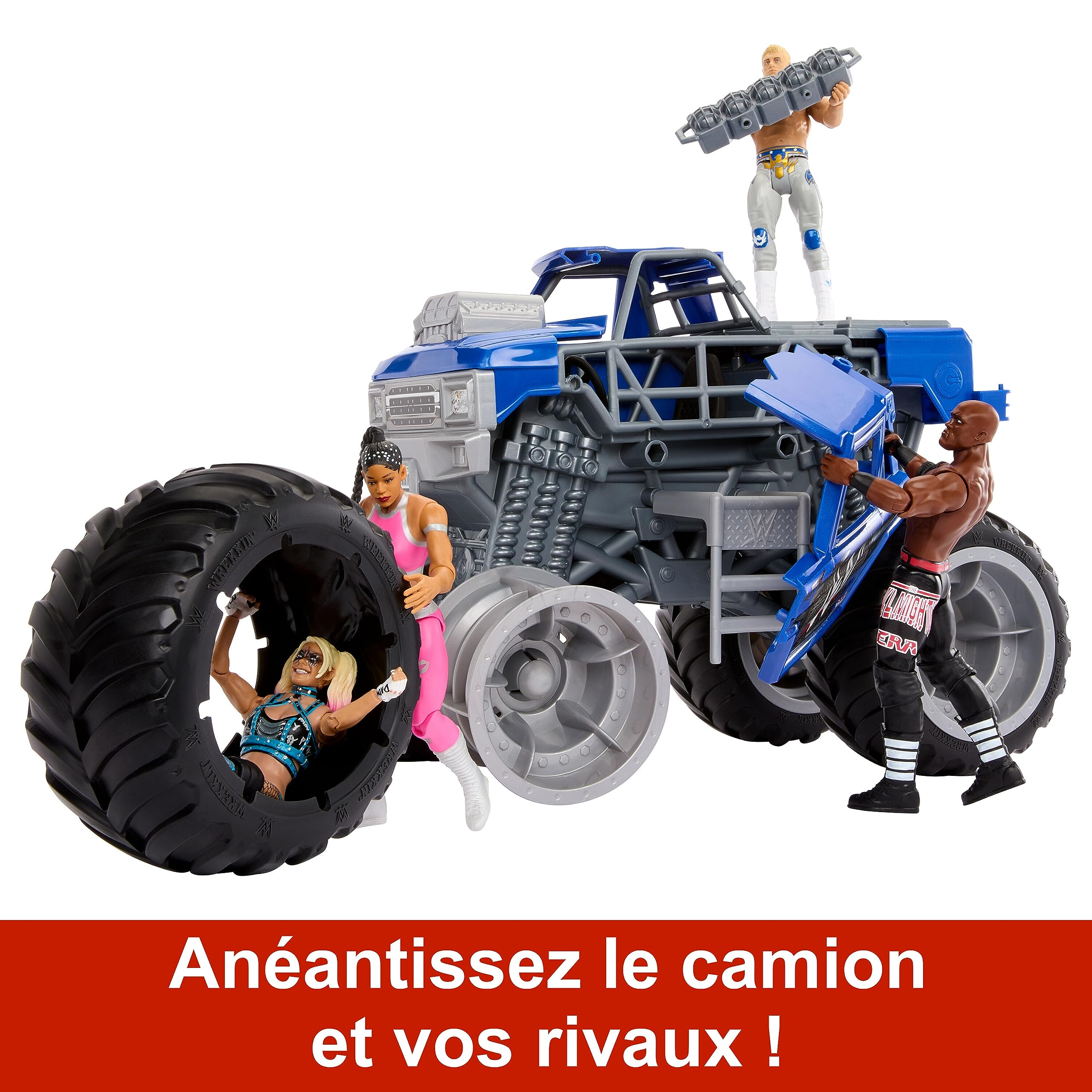 Mattel WWE Wrekkin Slam Crusher Véhicule Monster Truck avec 8 parties amovibles, Dès de 6 ans, HPG36