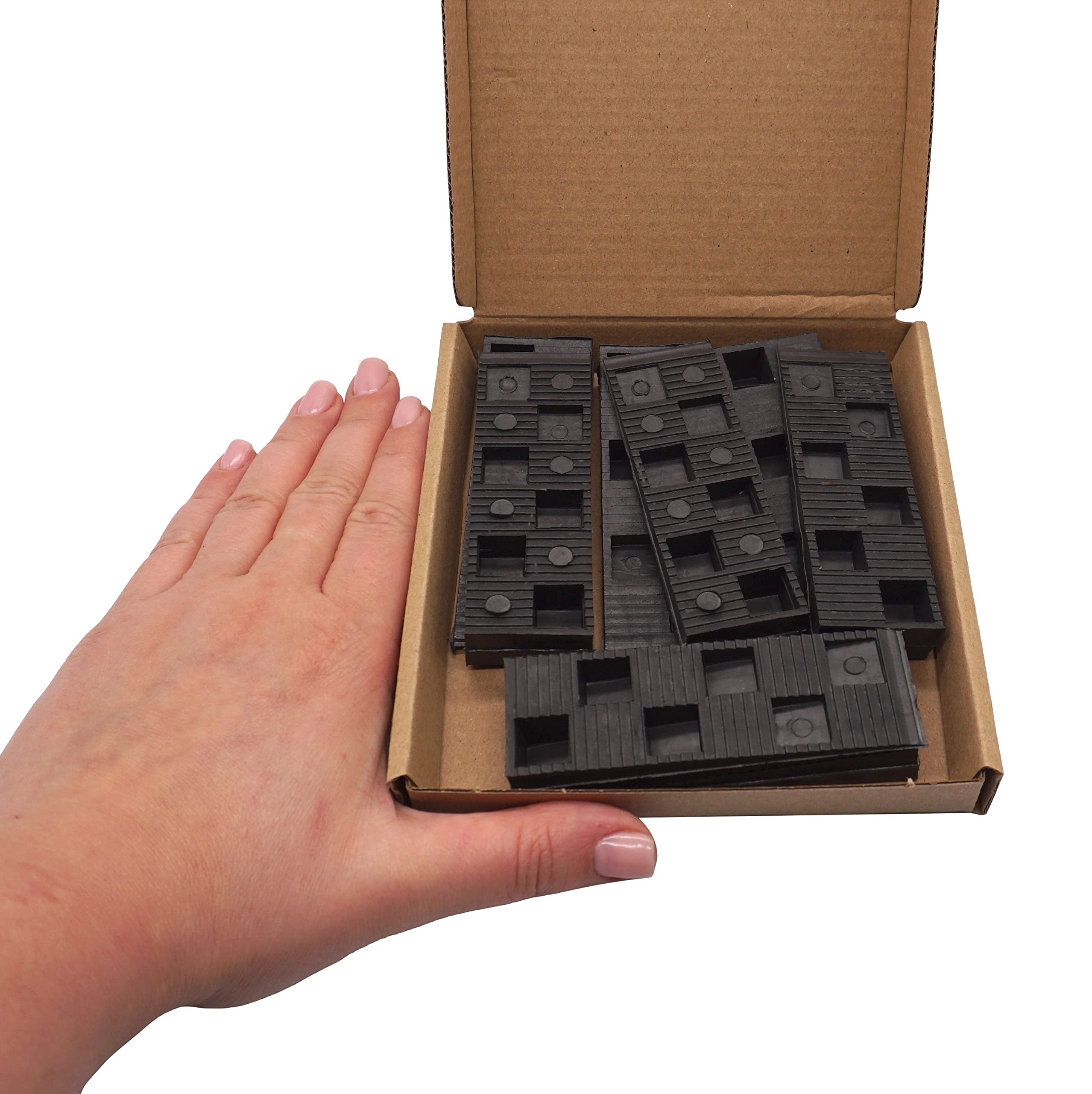 SKIR'CO (8 pcs) Black Plastic Ribbed Wedges 90 x 30 x 15 mm for Leveling Spacing Wedges, Interlocking Wedges - Image 4