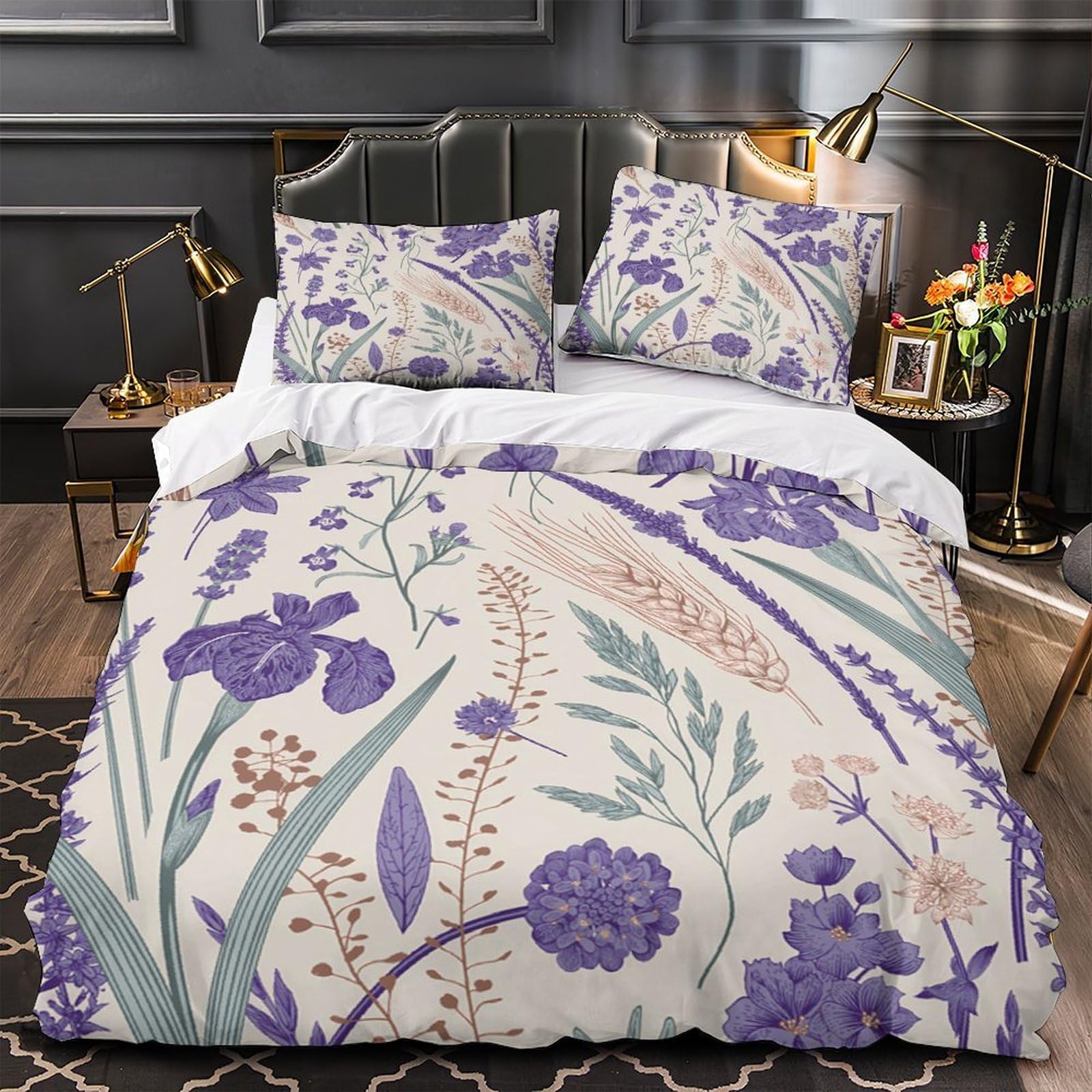 Housse de couette chiot violet imprimé 3D pour lit King 220x240 cm