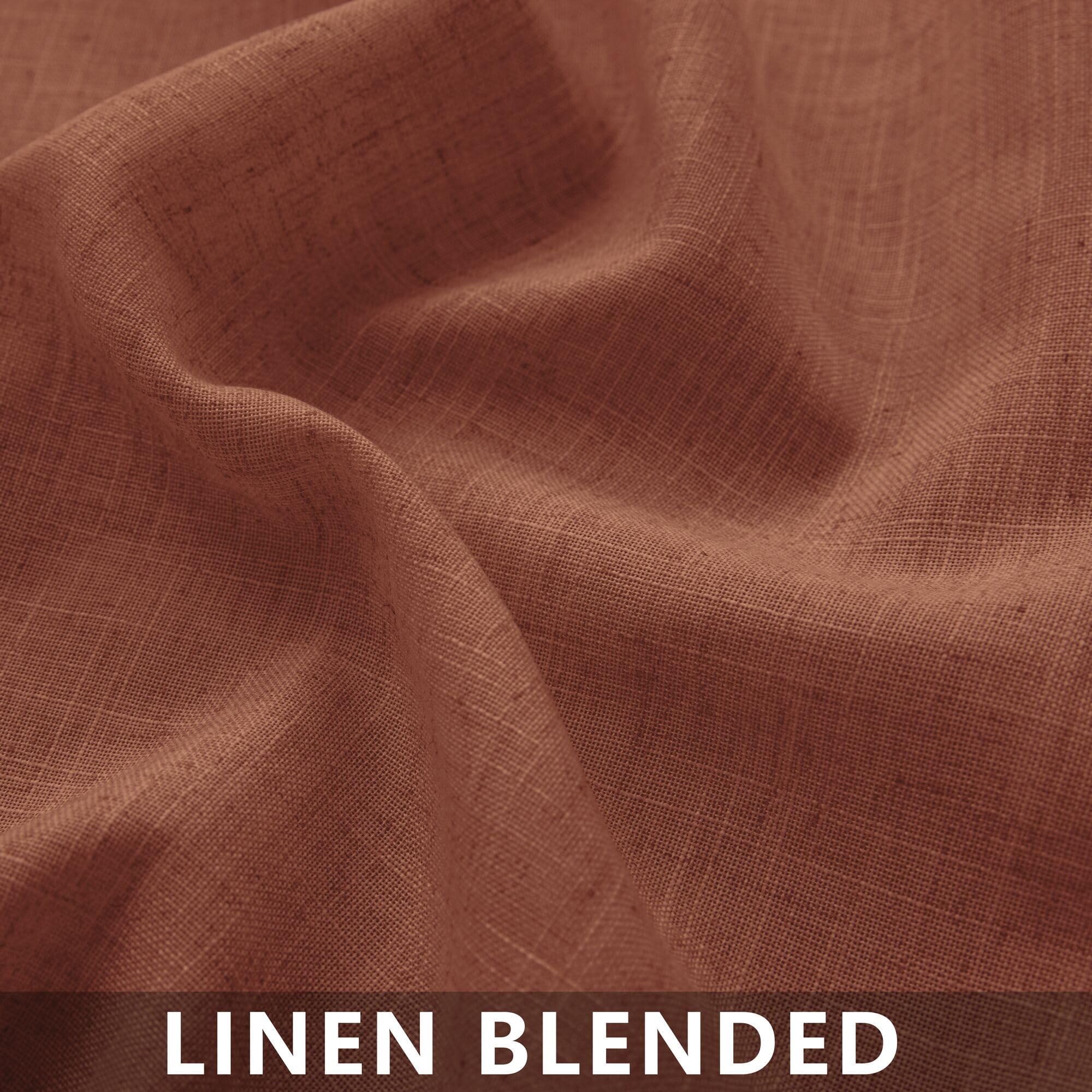 Bohemian Curtains for Living Room,Back Tab Boho Farmhouse Linen Semi Sheer Terracotta Curtain Drapes 90 Inches Long for Bedroom 2 Panels Set,Cool Maximalist Rust Decor,Cortinas Para Salas Modernas - Image 3