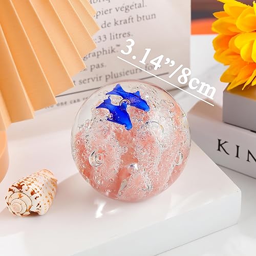Miniatura 3 de Qianwei Figuras de vidrio soplado a mano, bola de cristal de pisapapeles, decoración del mar para el hogar, decoración de acuario, decoración de