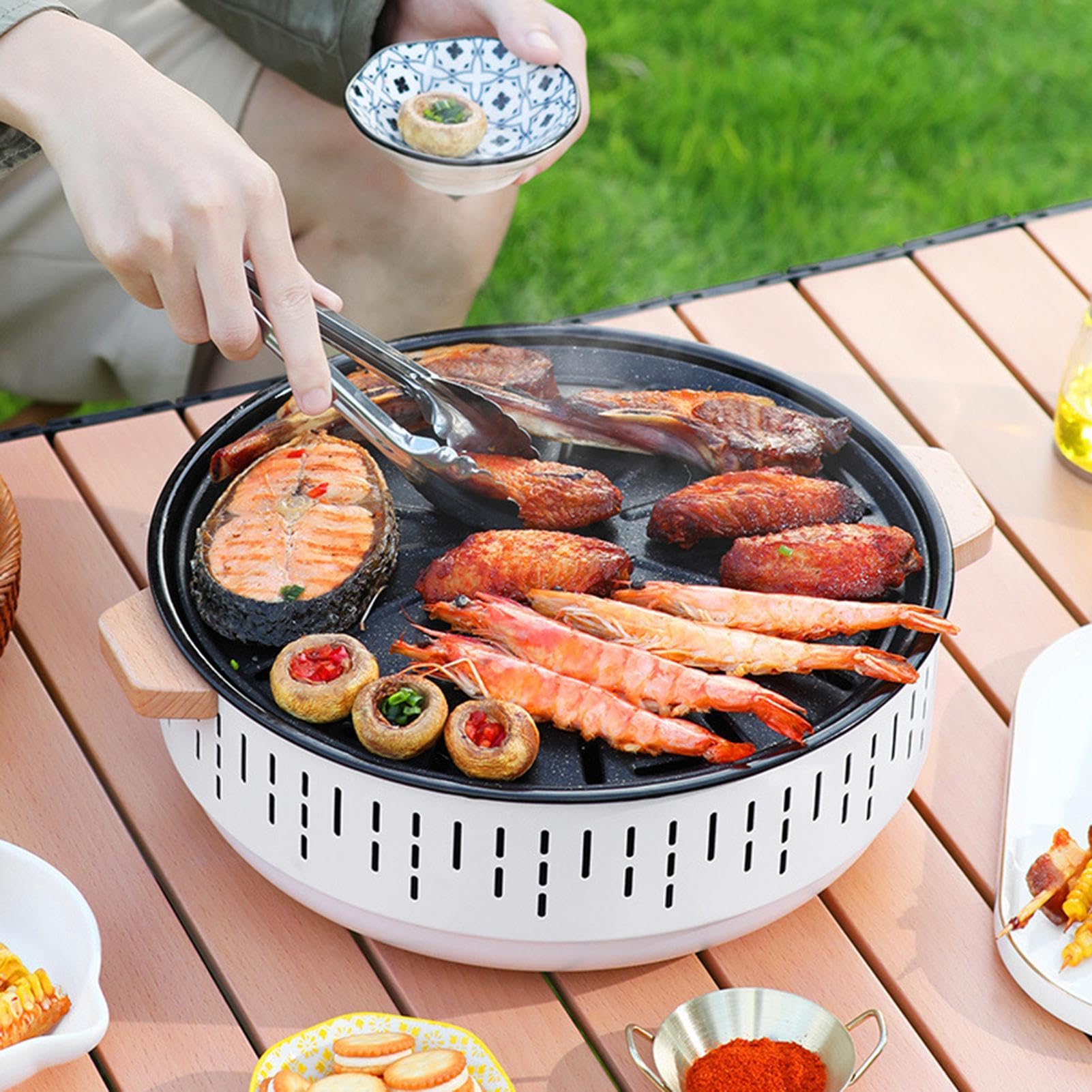 Barbecue portatile a carbonella, barbecue a carbonella – Piccola rete per barbecue da esterno in acciaio inox, griglia da tavolo con custodia portatile, teglia da forno antiaderente per barbecue | barbecue da esterno in acciaio , griglia da tavolo con por