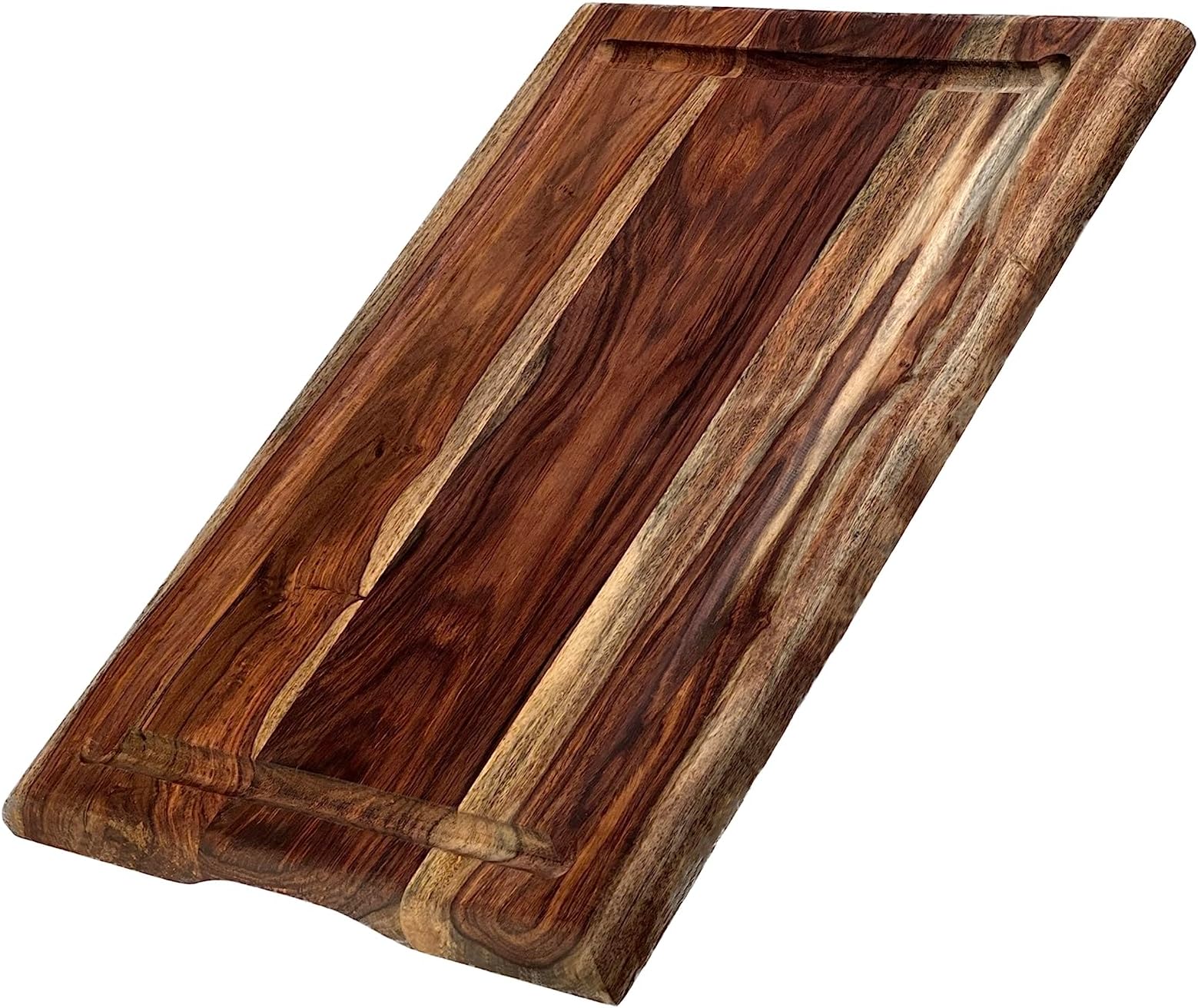 Simply Bamboo Brown Large Organic Hardwood Sheesham Mountain Woods Cutting Board w/Juice groove | Cheese Board | Chopping board | Charcuterie board | Butcher Block - 22" x 15"
