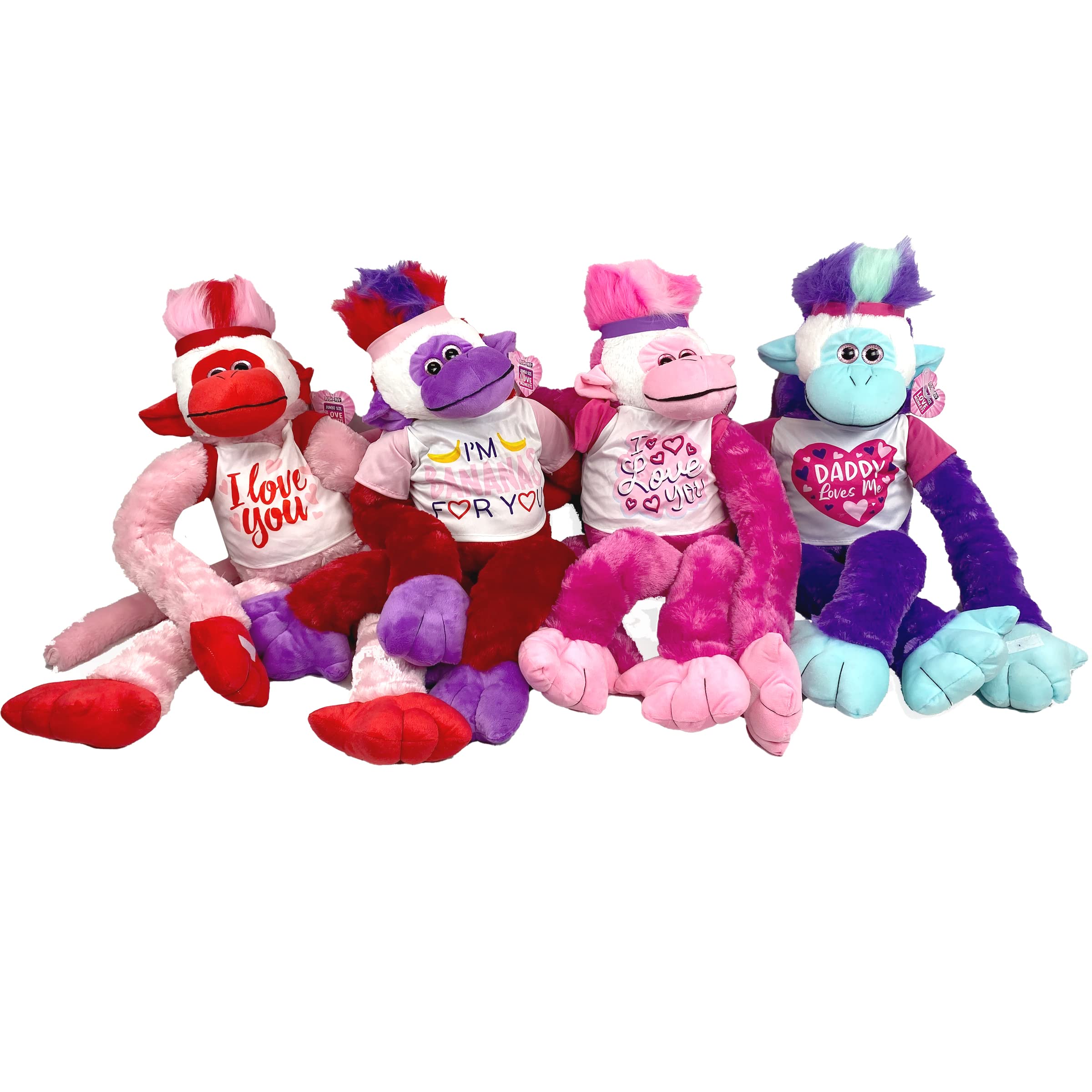 Valentines Day Mohawk Monkey Jumbo- Impulse Retail Ready Display of 4