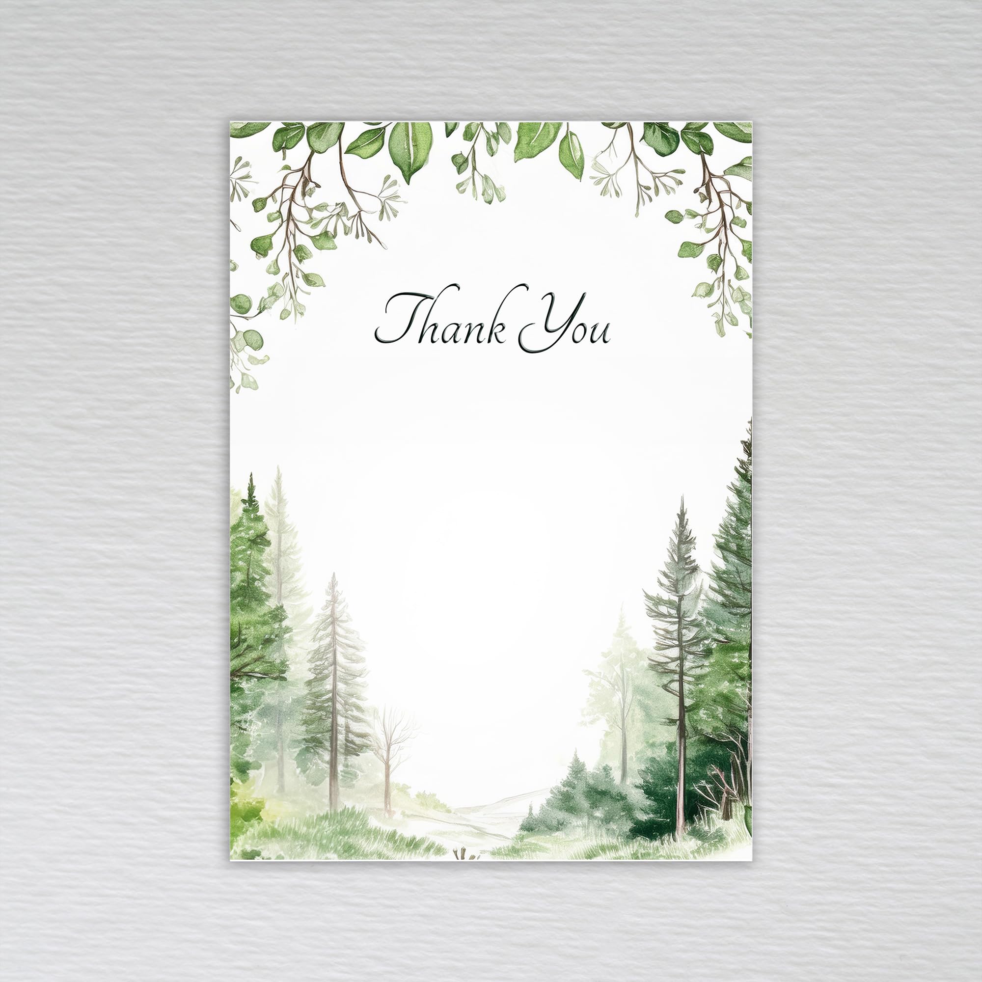 Webspectations Woodland Thank You Cards/Tree Themed - A6 Postcard Style Non-Folded: Green Forest Wedding Thank You Cards (Pack of 20 without Envelopes)