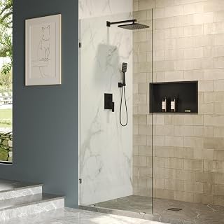DeerValley 36x78 Frameless Fixed Shower Glass Panel - 10mm Tempered Glass Door with Silver Hardware