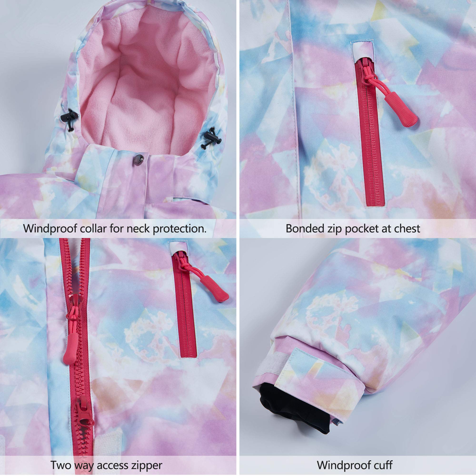 Traje de Nieve Niños Impermeable Conjunto de Esquí Niñas 2 Piezas Chaqueta con Capucha + Pantalón de Esquí para Invierno