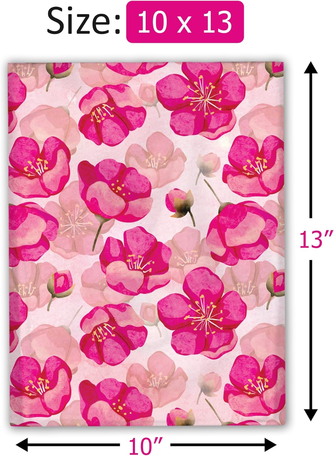 10x13 (100) Pink Poppies Floral Summer Designer Poly Mailers Waterproof Self Sealing Tear Resistant Polymailers Shipping Envelopes Premium Printed Bags For Small Businesses