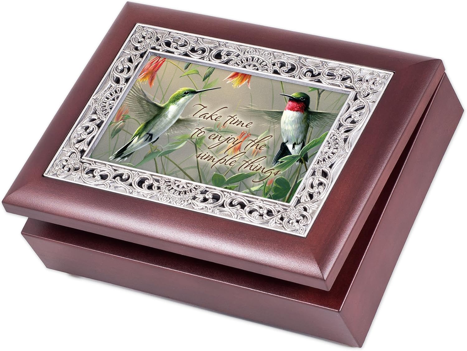 Cottage Garden Take Time Enjoy The Simple Things Rosewood Jewelry Music Box Plays Wonderful World