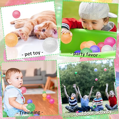 Miniatura 5 de 84 bolas inflables con purpurina para recuerdos de fiesta de niños, 6 colores, bolas de rebote de goma a granel de 1.772 pulgadas (1.772 in), bolas