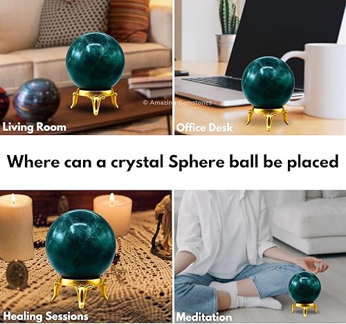 Vista 476 de Amazing Gemstone Black Tourmaline Crystal Ball with Stand - 2" Inches Crystal Sphere Meditation Balls for Witchcraft and Decorative Balls