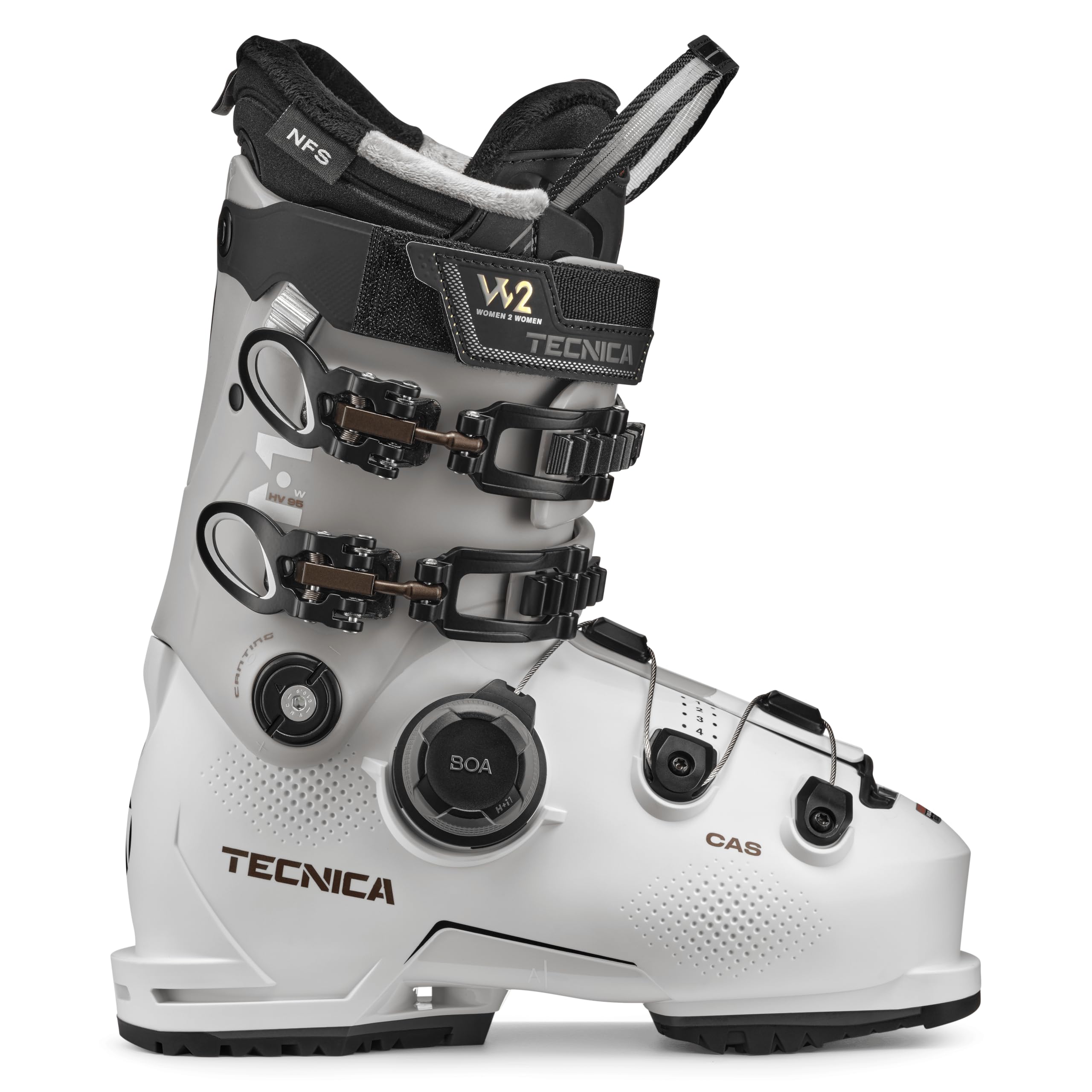 Tecnica Mach BOA HV 95 W All Mountain/Sport Performance Women's Downhill Ski Boot (Cold White, 23.5)