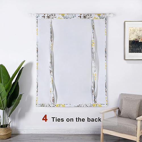 Miniatura 2 de DriftAway Cortinas de Amarre para Ventanas Acacia Floral Blossom Estampado de Acuarela Aislamiento Térmico Cortina de Globo Ajustable con Bolsillo