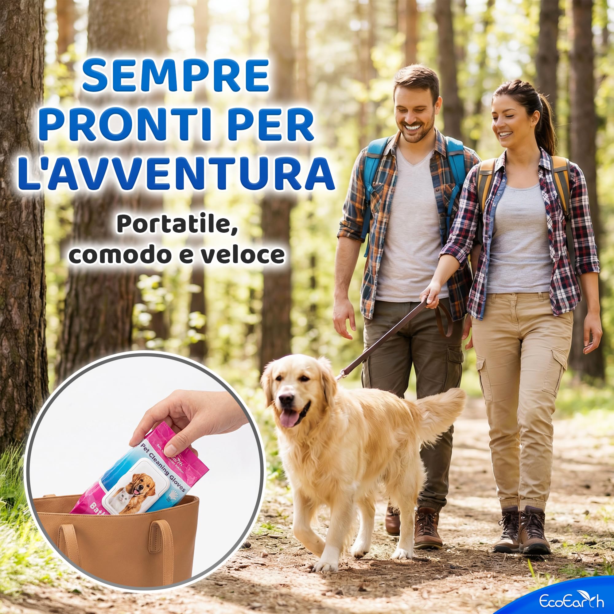 EcoEarth Guanti Premium per la Pulizia di Cani e Gatti - 2 Sacchetti da 20 Pezzi ciascuno - Guanti Monouso per Il Bagnetto, la Deodorazione e la Toelettatura - Guanti da Bagno per Cani