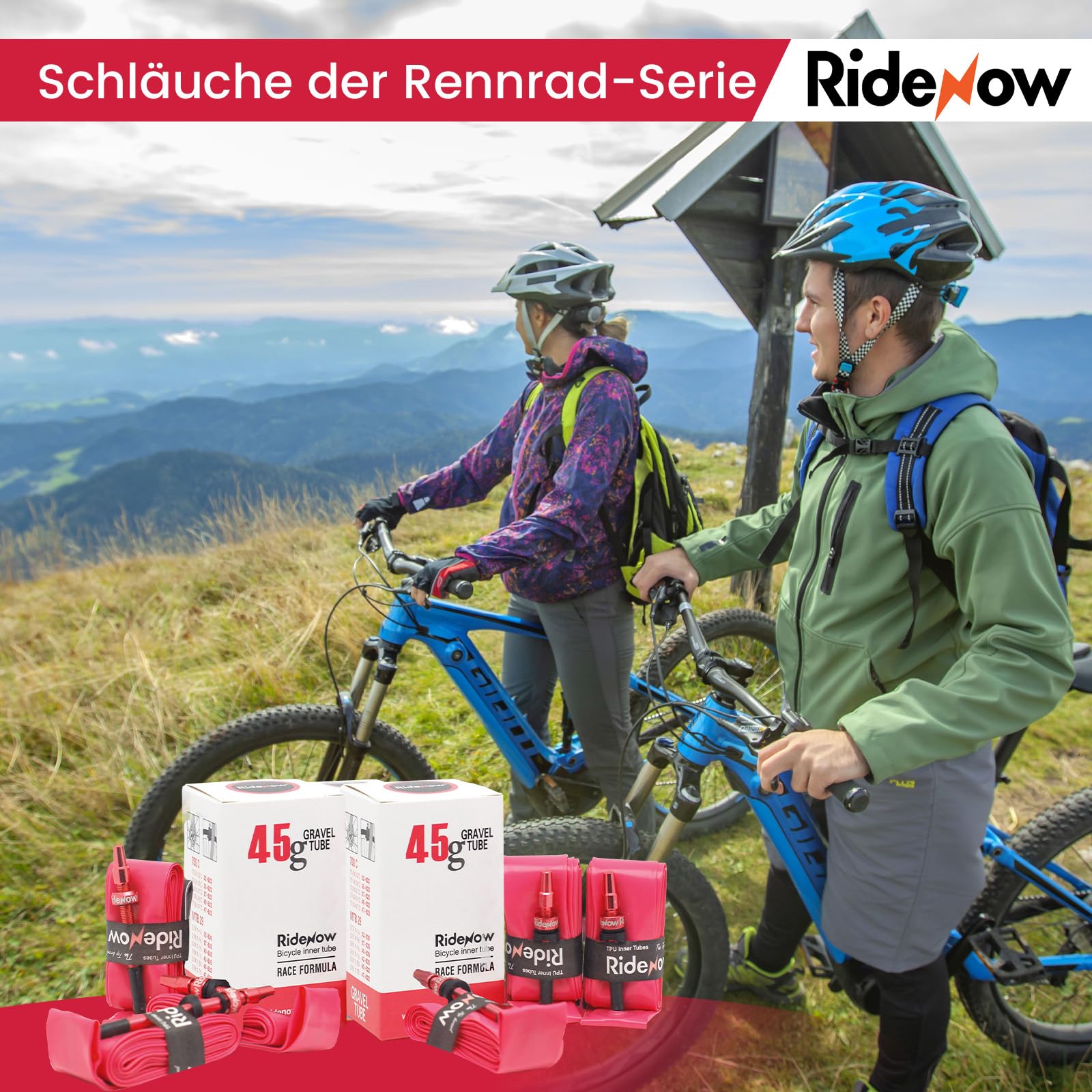 RideNow Tubo flessibile in TPU per bici da corsa/Gravel Bikes 700 x 32 – 47 C, 27 pollici, 28 pollici, tubo flessibile per bicicletta ultraleggero con valvola Presta 45/65 mm
